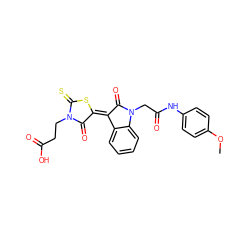 COc1ccc(NC(=O)CN2C(=O)/C(=C3\SC(=S)N(CCC(=O)O)C3=O)c3ccccc32)cc1 ZINC000013800566