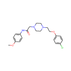 COc1ccc(NC(=O)CN2CCN(CCOc3ccc(Cl)cc3)CC2)cc1 ZINC000022822864