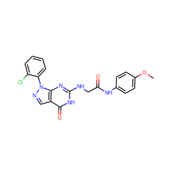 COc1ccc(NC(=O)CNc2nc3c(cnn3-c3ccccc3Cl)c(=O)[nH]2)cc1 ZINC000299826085