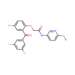 COc1ccc(NC(=O)COc2ccc(Cl)cc2C(=O)c2cc(F)cc(F)c2)cn1 ZINC000013679743