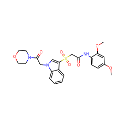 COc1ccc(NC(=O)CS(=O)(=O)c2cn(CC(=O)N3CCOCC3)c3ccccc23)c(OC)c1 ZINC000009519760