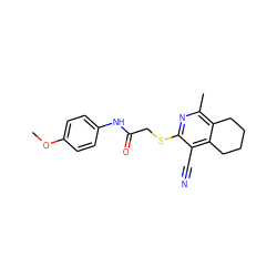 COc1ccc(NC(=O)CSc2nc(C)c3c(c2C#N)CCCC3)cc1 ZINC000001471610