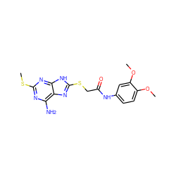 COc1ccc(NC(=O)CSc2nc3c(N)nc(SC)nc3[nH]2)cc1OC ZINC000299823690