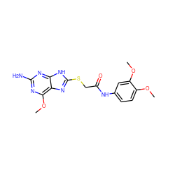 COc1ccc(NC(=O)CSc2nc3c(OC)nc(N)nc3[nH]2)cc1OC ZINC000299820541