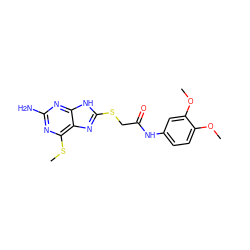 COc1ccc(NC(=O)CSc2nc3c(SC)nc(N)nc3[nH]2)cc1OC ZINC000299822136