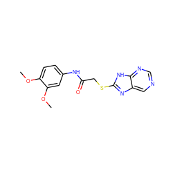 COc1ccc(NC(=O)CSc2nc3cncnc3[nH]2)cc1OC ZINC000299820691