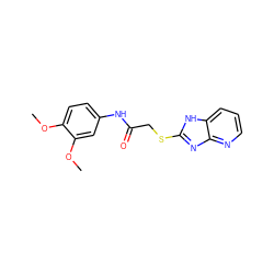 COc1ccc(NC(=O)CSc2nc3ncccc3[nH]2)cc1OC ZINC000008829309