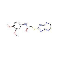 COc1ccc(NC(=O)CSc2nc3nccnc3[nH]2)cc1OC ZINC000299820707