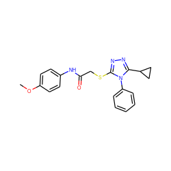 COc1ccc(NC(=O)CSc2nnc(C3CC3)n2-c2ccccc2)cc1 ZINC000002524033