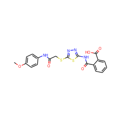 COc1ccc(NC(=O)CSc2nnc(NC(=O)c3ccccc3C(=O)O)s2)cc1 ZINC000006973814