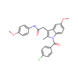 COc1ccc(NC(=O)Cc2c(C)n(C(=O)c3ccc(Cl)cc3)c3ccc(OC)cc23)cc1 ZINC000003212386