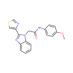 COc1ccc(NC(=O)Cn2c(-c3cscn3)nc3ccccc32)cc1 ZINC000003899852