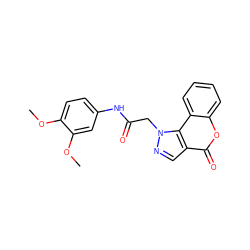 COc1ccc(NC(=O)Cn2ncc3c(=O)oc4ccccc4c32)cc1OC ZINC000004992531