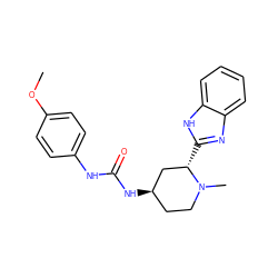 COc1ccc(NC(=O)N[C@@H]2CCN(C)[C@@H](c3nc4ccccc4[nH]3)C2)cc1 ZINC000084704317