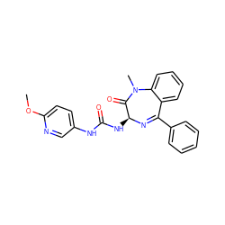 COc1ccc(NC(=O)N[C@@H]2N=C(c3ccccc3)c3ccccc3N(C)C2=O)cn1 ZINC000013733032