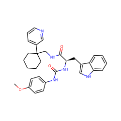 COc1ccc(NC(=O)N[C@H](Cc2c[nH]c3ccccc23)C(=O)NCC2(c3cccnc3)CCCCC2)cc1 ZINC000474607062