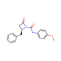 COc1ccc(NC(=O)N2C(=O)C[C@@H]2Cc2ccccc2)cc1 ZINC000013780479