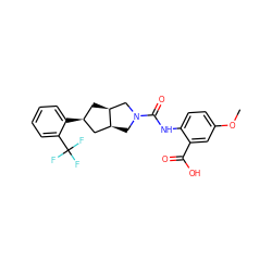 COc1ccc(NC(=O)N2C[C@H]3C[C@@H](c4ccccc4C(F)(F)F)C[C@H]3C2)c(C(=O)O)c1 ZINC000299818557