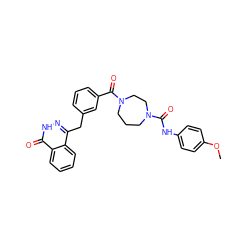 COc1ccc(NC(=O)N2CCCN(C(=O)c3cccc(Cc4n[nH]c(=O)c5ccccc45)c3)CC2)cc1 ZINC000028570354