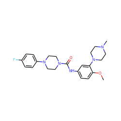 COc1ccc(NC(=O)N2CCN(c3ccc(F)cc3)CC2)cc1N1CCN(C)CC1 ZINC000028525691