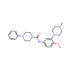 COc1ccc(NC(=O)N2CCN(c3ccccc3)CC2)cc1N1CCN(C)CC1 ZINC000026938926