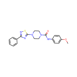 COc1ccc(NC(=O)N2CCN(c3nc(-c4ccccc4)ns3)CC2)cc1 ZINC000034841712