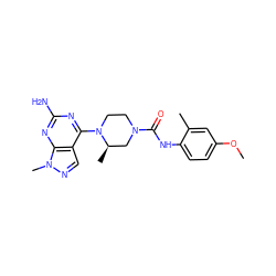 COc1ccc(NC(=O)N2CCN(c3nc(N)nc4c3cnn4C)[C@H](C)C2)c(C)c1 ZINC000209412877