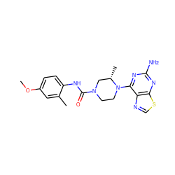 COc1ccc(NC(=O)N2CCN(c3nc(N)nc4scnc34)[C@@H](C)C2)c(C)c1 ZINC000207350573