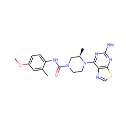 COc1ccc(NC(=O)N2CCN(c3nc(N)nc4scnc34)[C@H](C)C2)c(C)c1 ZINC000218638093