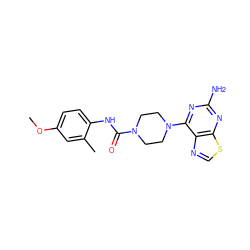 COc1ccc(NC(=O)N2CCN(c3nc(N)nc4scnc34)CC2)c(C)c1 ZINC000205811328