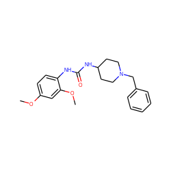 COc1ccc(NC(=O)NC2CCN(Cc3ccccc3)CC2)c(OC)c1 ZINC000005526764