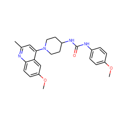 COc1ccc(NC(=O)NC2CCN(c3cc(C)nc4ccc(OC)cc34)CC2)cc1 ZINC000299857830