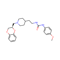 COc1ccc(NC(=O)NCCC2CCN(C[C@@H]3COc4ccccc4O3)CC2)cc1 ZINC000013813638