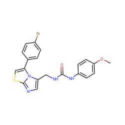 COc1ccc(NC(=O)NCc2cnc3scc(-c4ccc(Br)cc4)n23)cc1 ZINC000299838351