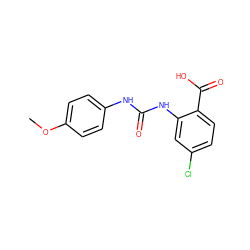 COc1ccc(NC(=O)Nc2cc(Cl)ccc2C(=O)O)cc1 ZINC000013531895