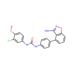 COc1ccc(NC(=O)Nc2ccc(-c3cccc4onc(N)c34)cc2)cc1Cl ZINC000014975410