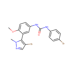 COc1ccc(NC(=O)Nc2ccc(Br)cc2)cc1-c1c(Br)cnn1C ZINC000045366826
