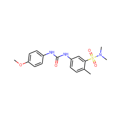 COc1ccc(NC(=O)Nc2ccc(C)c(S(=O)(=O)N(C)C)c2)cc1 ZINC000096283182