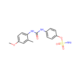 COc1ccc(NC(=O)Nc2ccc(OS(N)(=O)=O)cc2)c(C)c1 ZINC000084669188