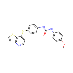 COc1ccc(NC(=O)Nc2ccc(Sc3ccnc4ccsc34)cc2)cc1 ZINC000473117500
