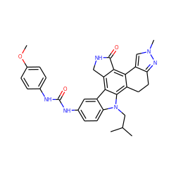 COc1ccc(NC(=O)Nc2ccc3c(c2)c2c4c(c5c(c2n3CC(C)C)CCc2nn(C)cc2-5)C(=O)NC4)cc1 ZINC000036338917