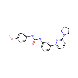 COc1ccc(NC(=O)Nc2cccc(-c3cccc(N4CCCC4)n3)c2)cc1 ZINC000299838322