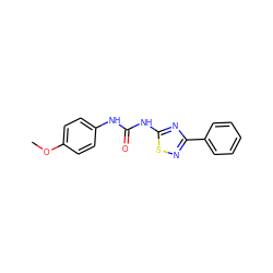 COc1ccc(NC(=O)Nc2nc(-c3ccccc3)ns2)cc1 ZINC000013862050