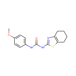 COc1ccc(NC(=O)Nc2nc3c(s2)CCCC3)cc1 ZINC000000180470