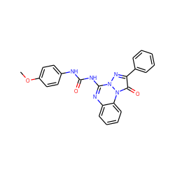 COc1ccc(NC(=O)Nc2nc3ccccc3n3c(=O)c(-c4ccccc4)nn23)cc1 ZINC000028862600