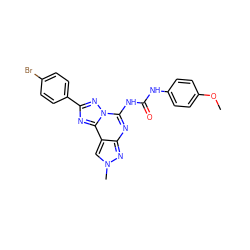 COc1ccc(NC(=O)Nc2nc3nn(C)cc3c3nc(-c4ccc(Br)cc4)nn23)cc1 ZINC000072125840