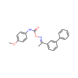 COc1ccc(NC(=O)O/N=C(\C)c2cccc(-c3ccccc3)c2)cc1 ZINC000058506466