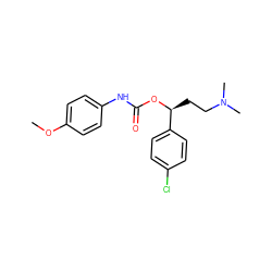 COc1ccc(NC(=O)O[C@@H](CCN(C)C)c2ccc(Cl)cc2)cc1 ZINC000013684759