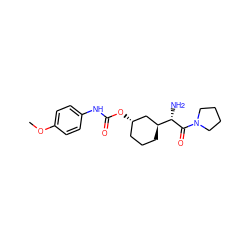 COc1ccc(NC(=O)O[C@H]2CCC[C@H]([C@H](N)C(=O)N3CCCC3)C2)cc1 ZINC000027895103