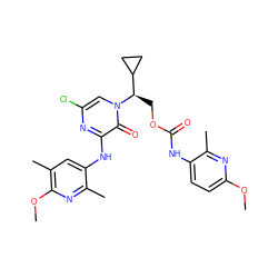 COc1ccc(NC(=O)OC[C@H](C2CC2)n2cc(Cl)nc(Nc3cc(C)c(OC)nc3C)c2=O)c(C)n1 ZINC000200542747